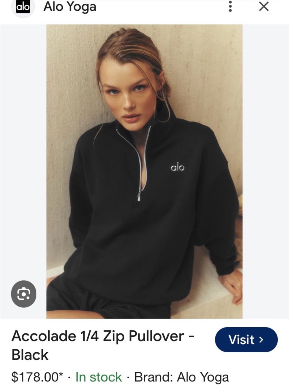 Alo Yoga Black Accolade 1/4 Zip Pullover